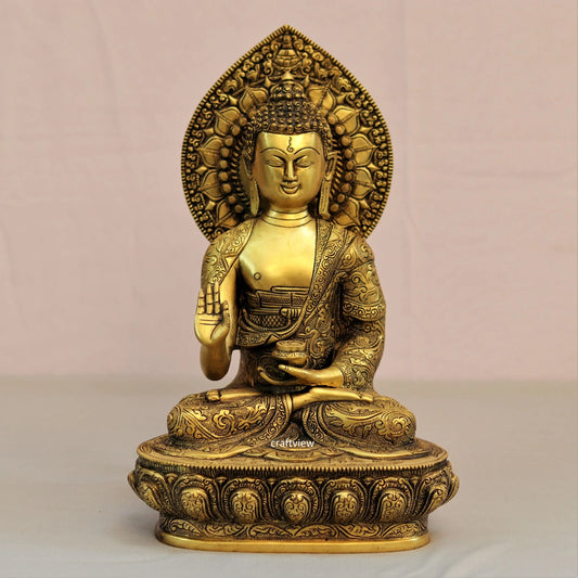 Brass Buddha Blessing Statue 12" Craftsview