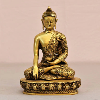 Brass Buddha Blessing Statue 10" craftsview