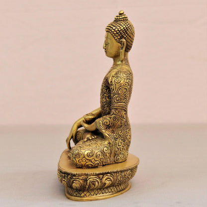 Brass Buddha Blessing Statue 10" craftsview