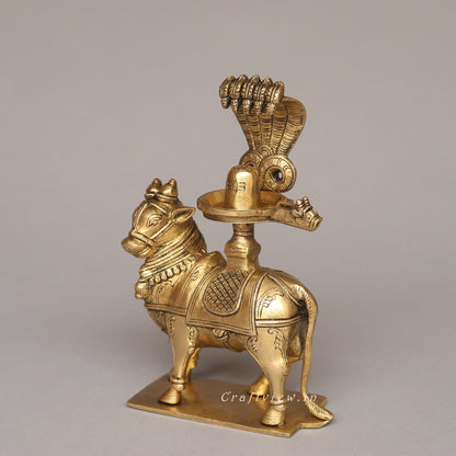 Brass Nandi for Abhisheka with Shiva Lingam