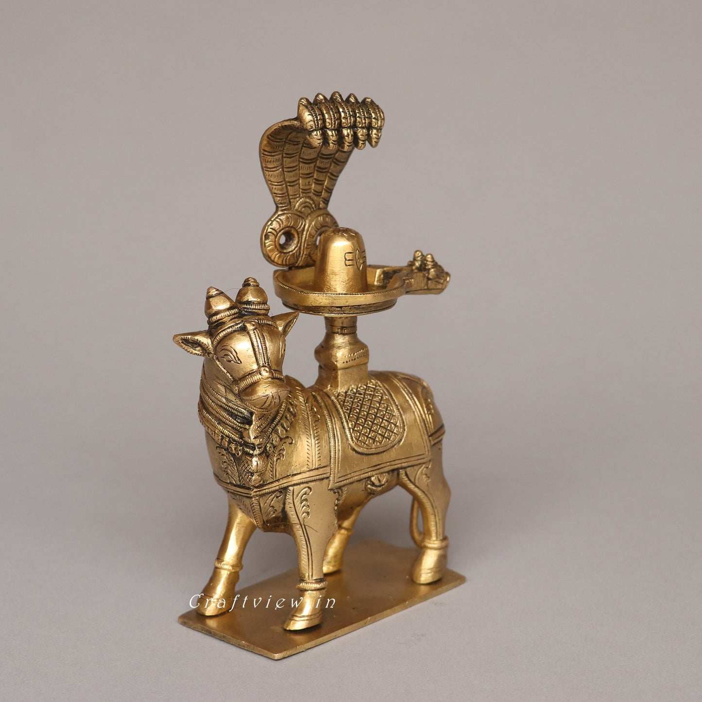 Brass Nandi for Abhisheka with Shiva Lingam
