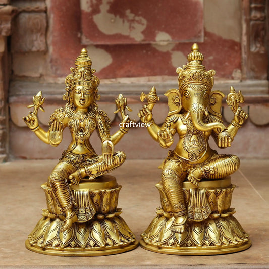 Beautiful Brass Lakshmi Ganesh Statues Fine Quality Craftsview