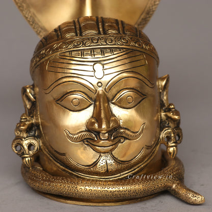 9.5" Brass Shiva Mukhlingam With Nagabharanam Table Decor