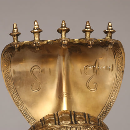 9.5" Brass Shiva Mukhlingam With Nagabharanam Table Decor