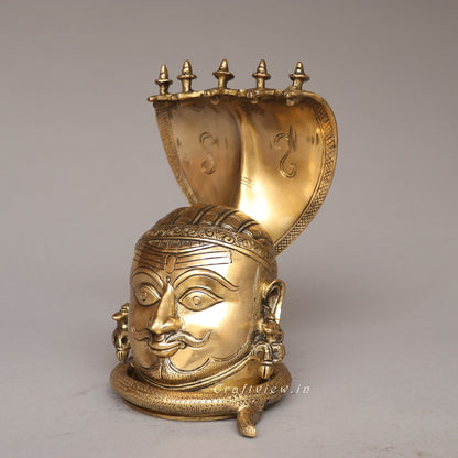9.5" Brass Shiva Mukhlingam With Nagabharanam Table Decor