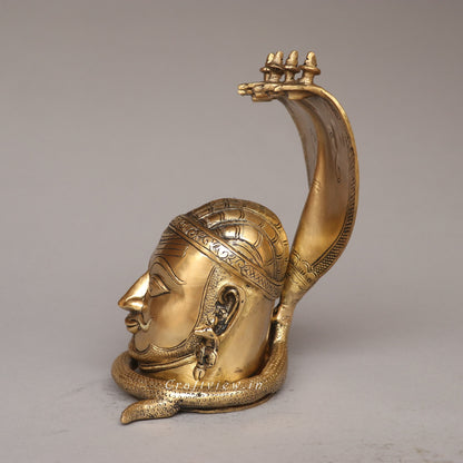 9.5" Brass Shiva Mukhlingam With Nagabharanam Table Decor