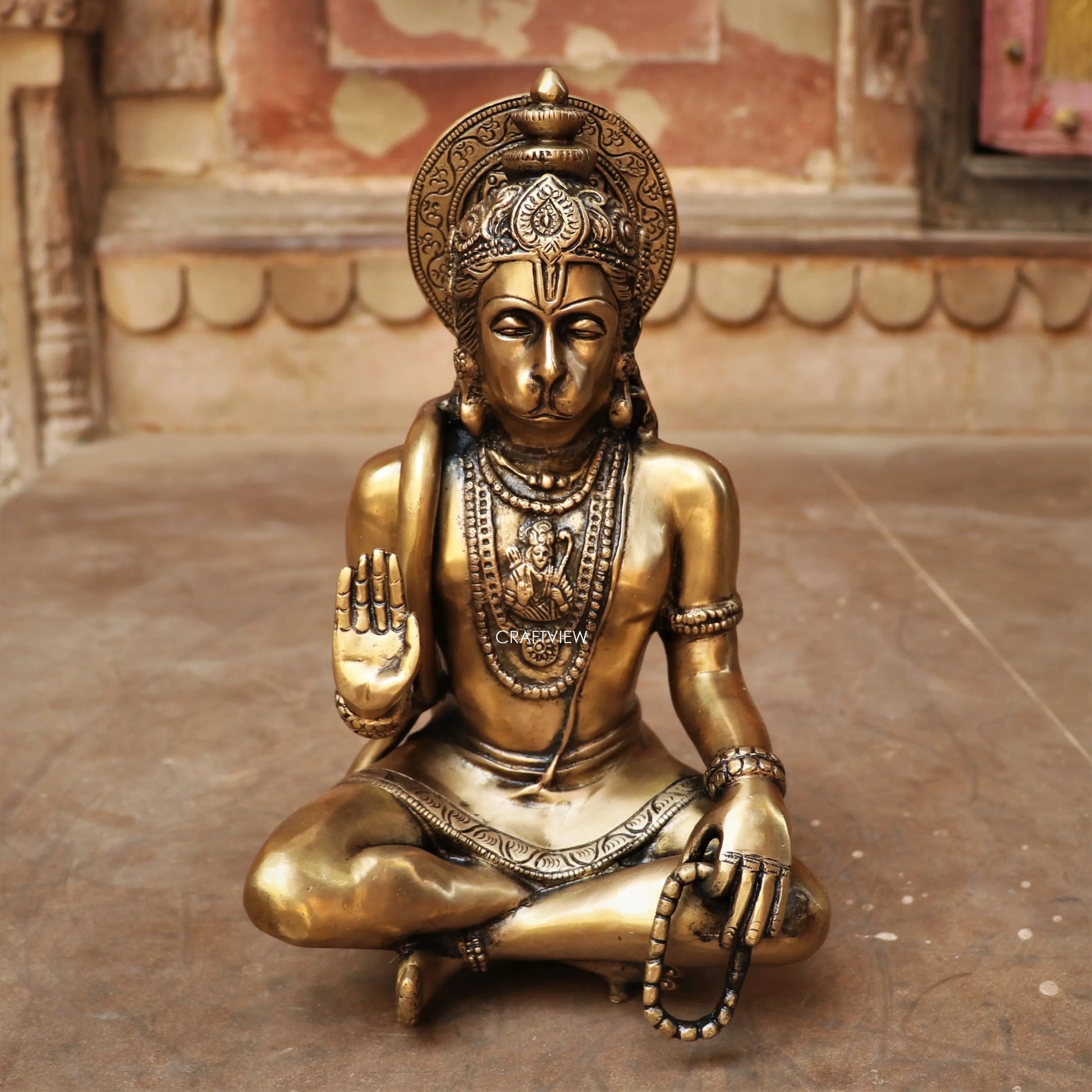 Brass Lord Hanuman Statue 9" craftsview