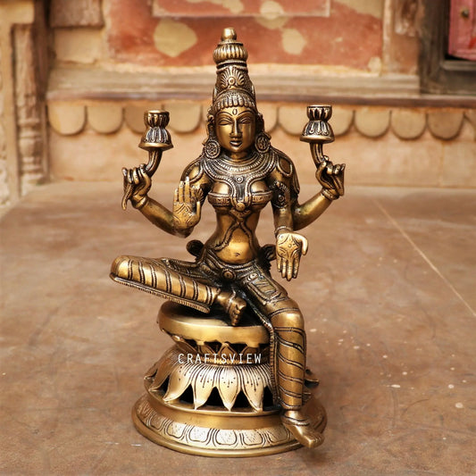 Brass Devi Lakshmi Statue 12" craftsview