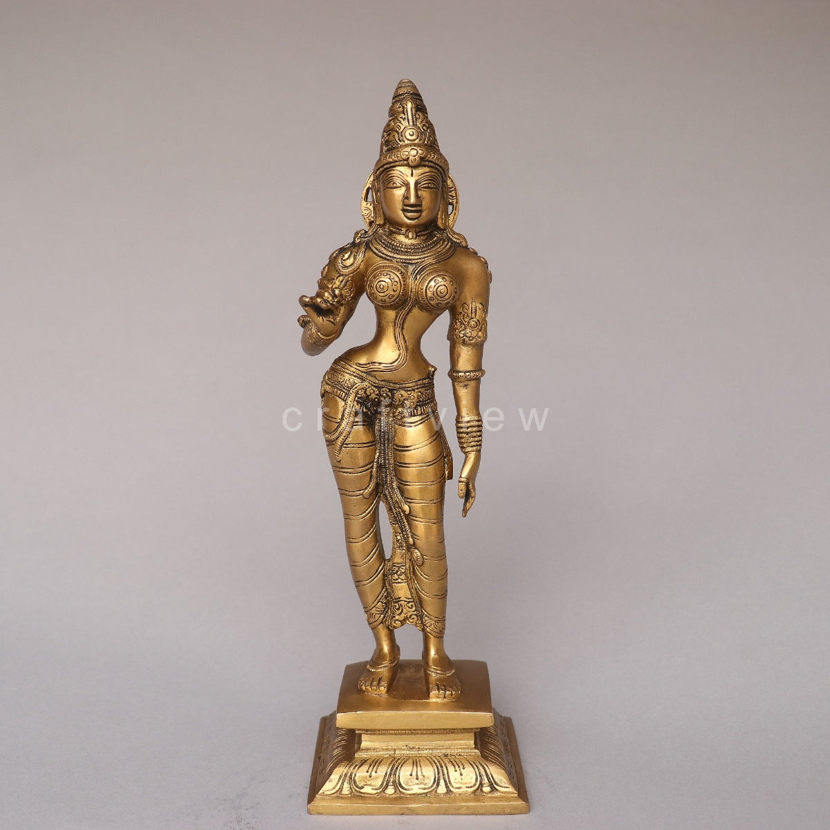 Brass Standing Goddess Parvati Idol