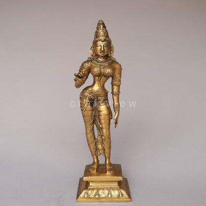 Brass Standing Goddess Parvati Idol
