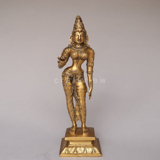 Brass Standing Goddess Parvati Idol