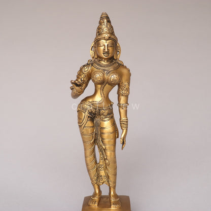Brass Standing Goddess Parvati Idol