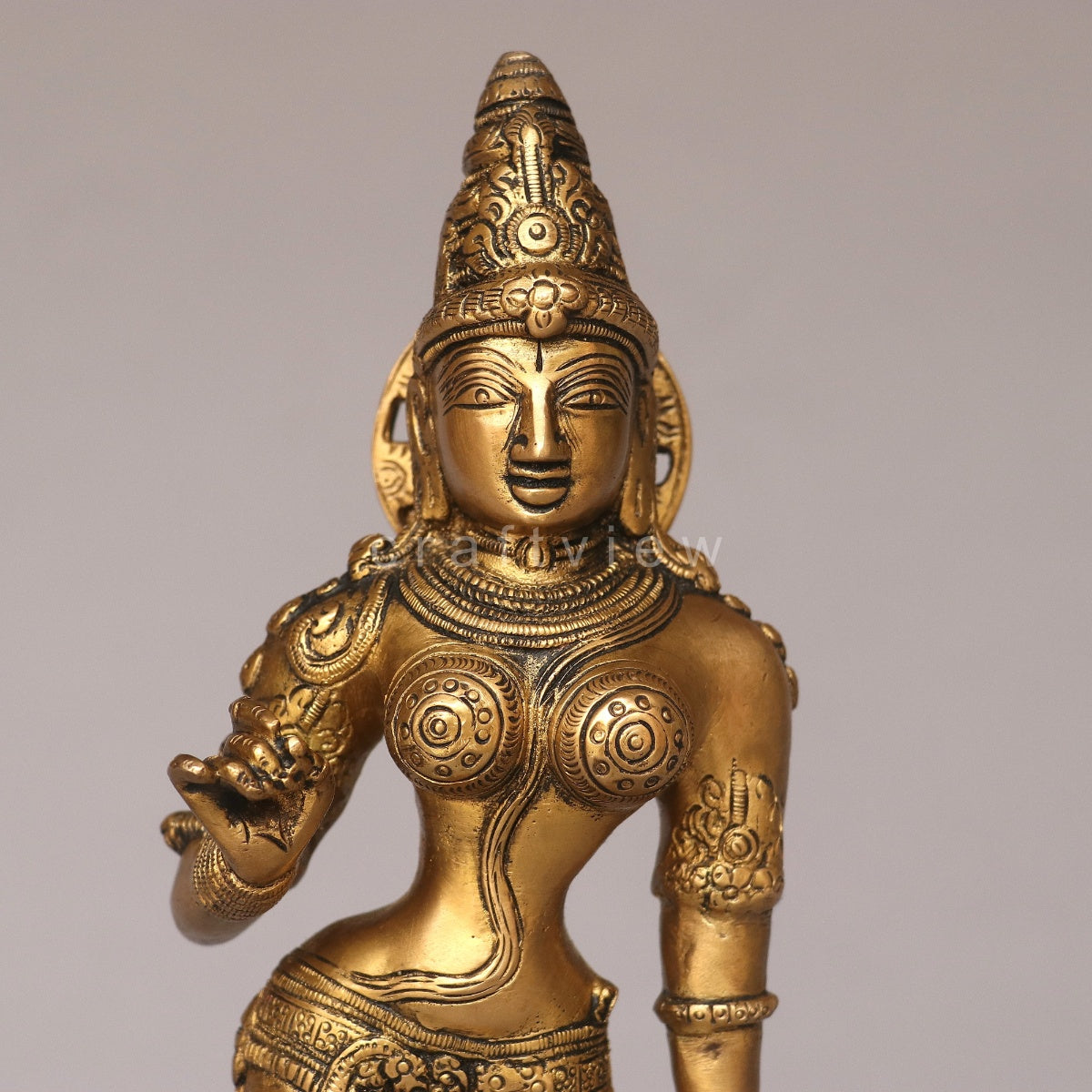 Brass Standing Goddess Parvati Idol