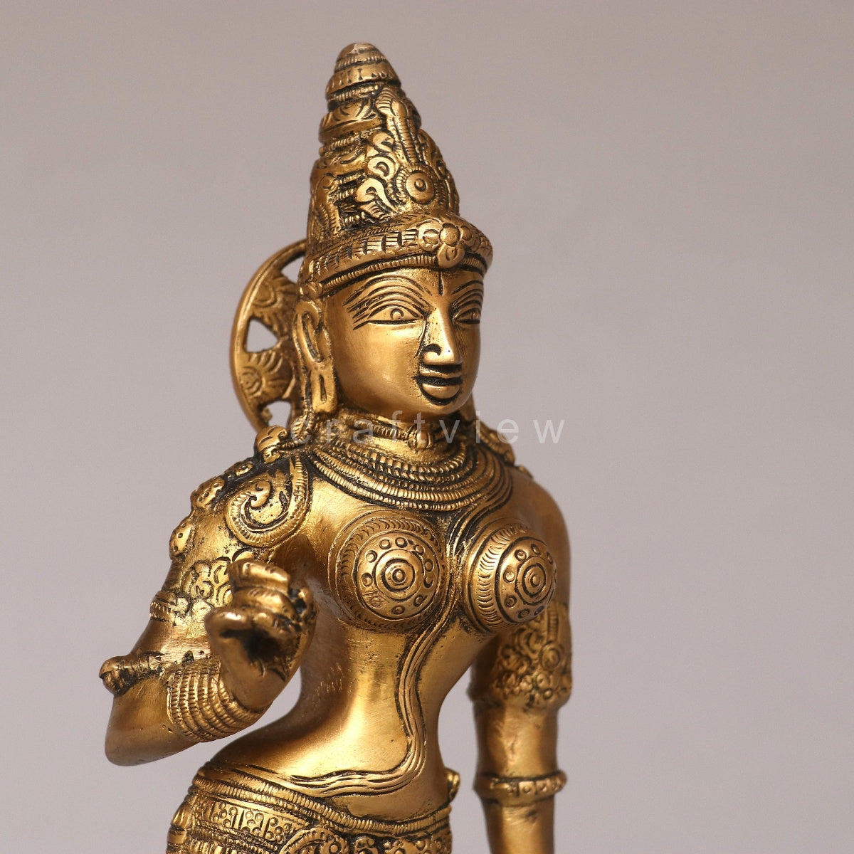 Brass Standing Goddess Parvati Idol