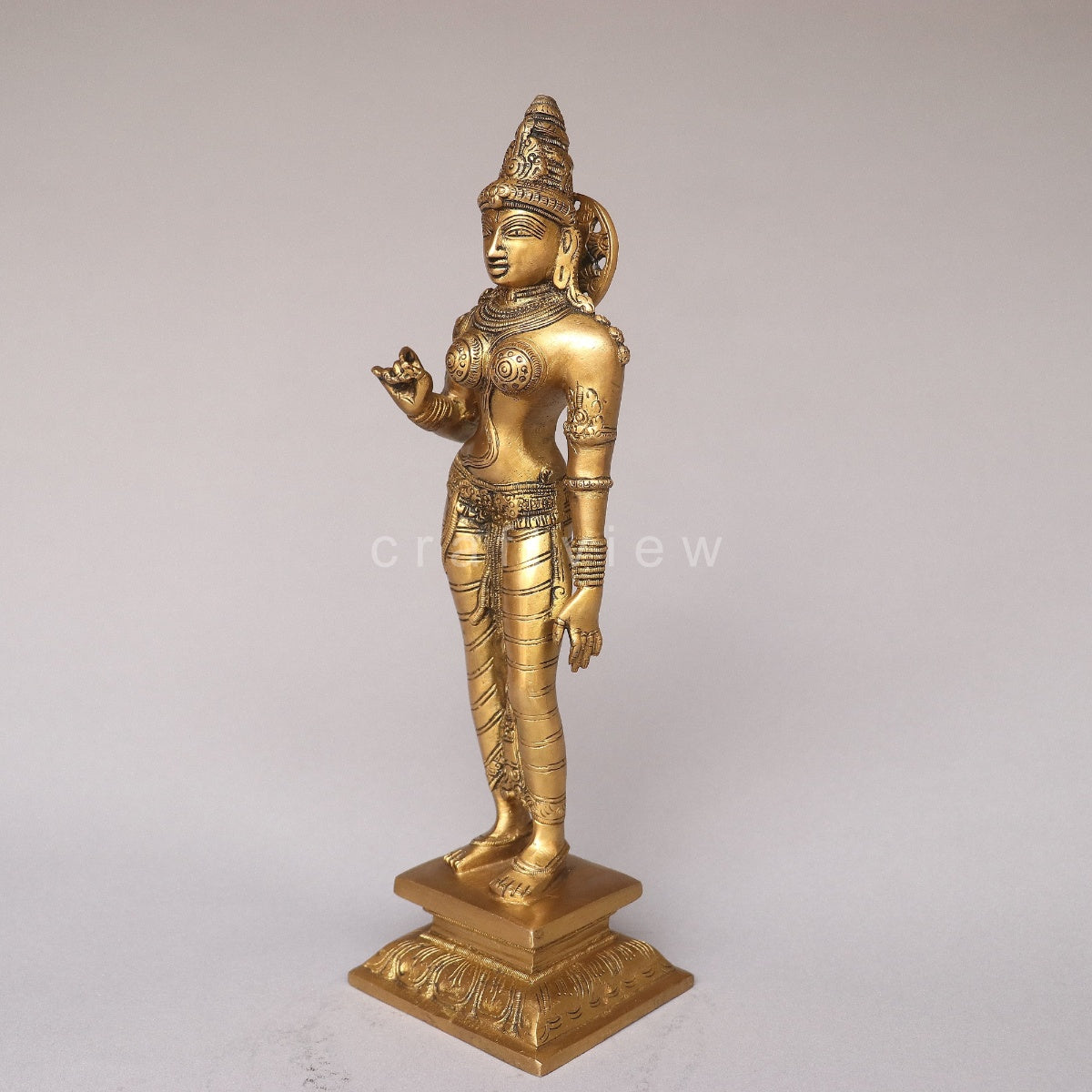 Brass Standing Goddess Parvati Idol