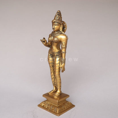 Brass Standing Goddess Parvati Idol