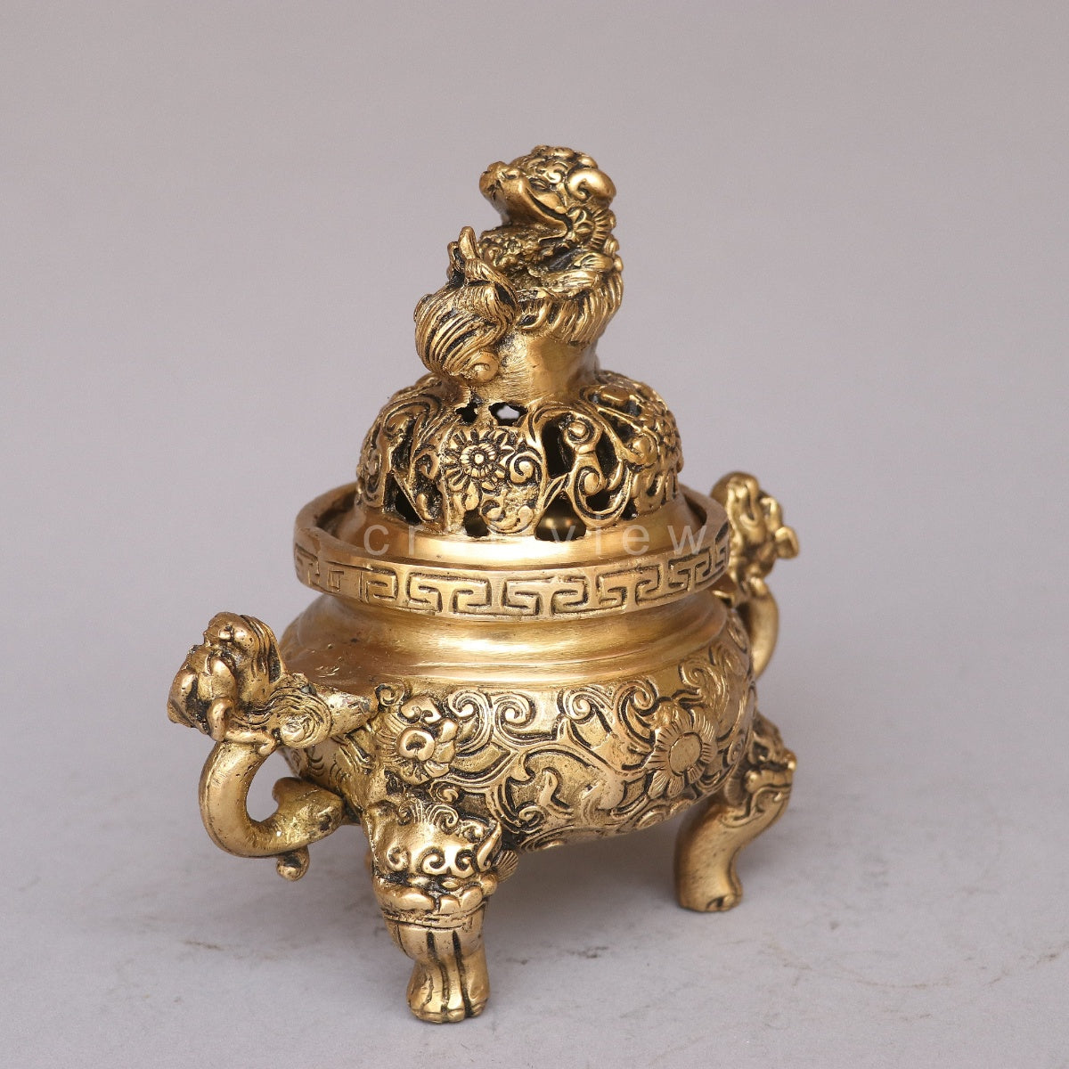 Brass Dragón Pot Incense Burner Figurine