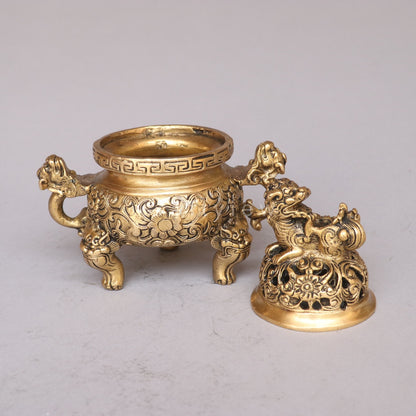 Brass Dragón Pot Incense Burner Figurine