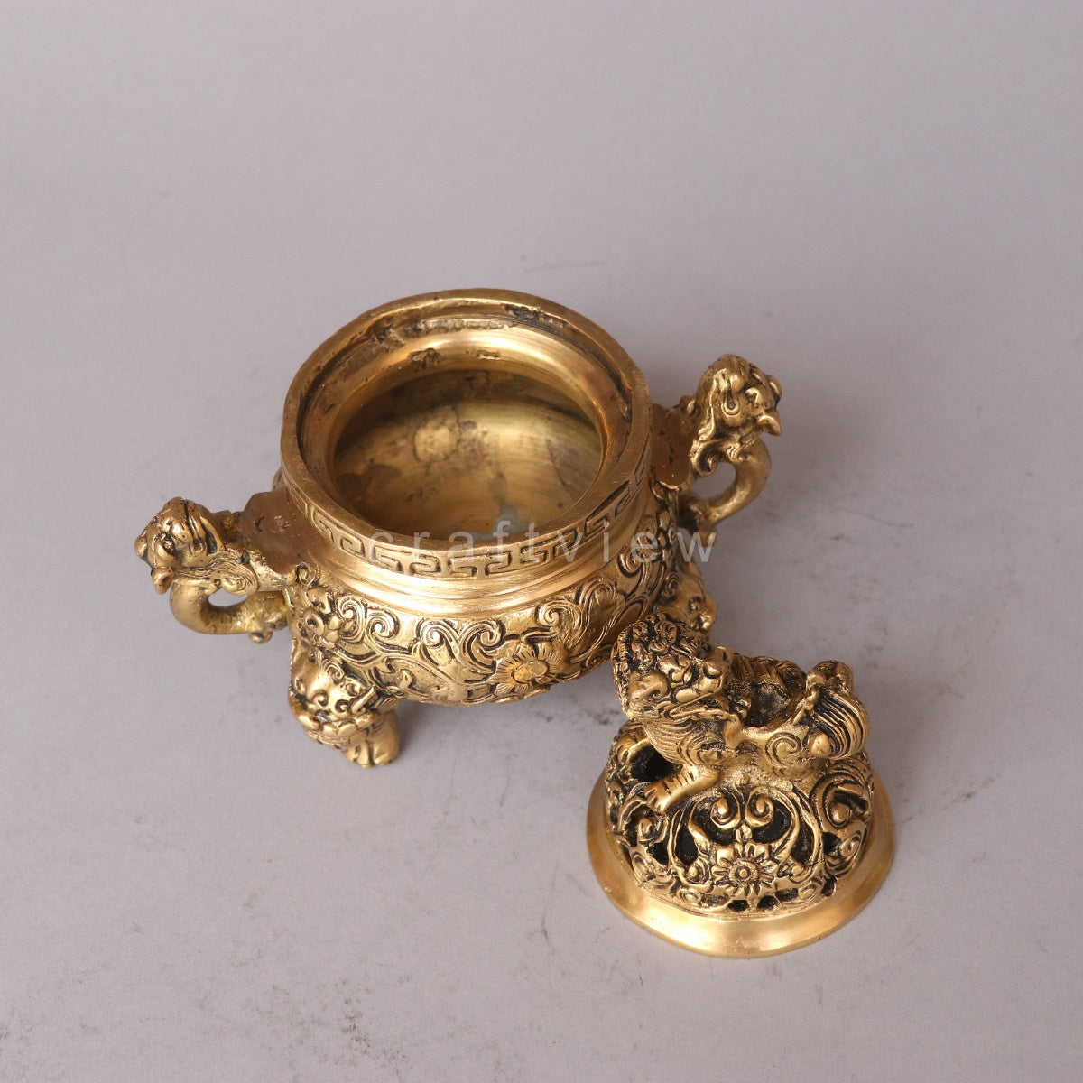 Brass Dragón Pot Incense Burner Figurine