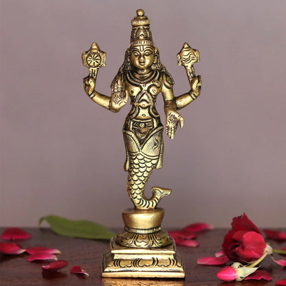 Lord Vishnu Dash Avtaar brass statues 6" craftsview