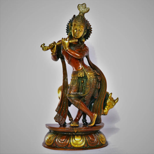 Brass Krishna Statue 14" craftsview