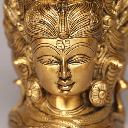 Brass Shiva and Parvati 3 Faces Behind Parvati Head