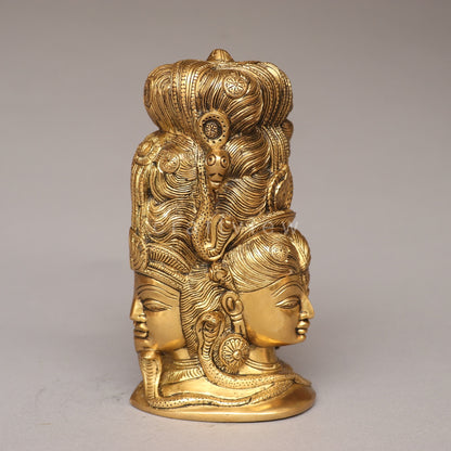 Brass Shiva and Parvati 3 Faces Behind Parvati Head
