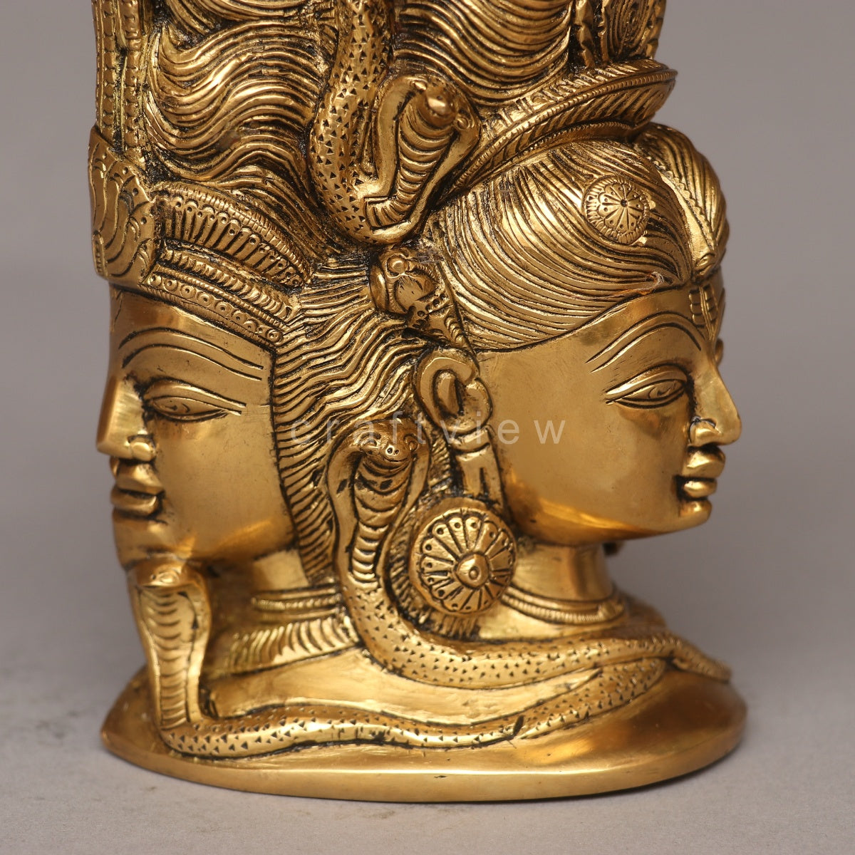 Brass Shiva and Parvati 3 Faces Behind Parvati Head