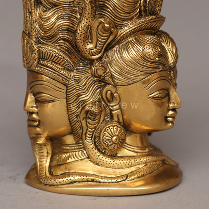 Brass Shiva and Parvati 3 Faces Behind Parvati Head