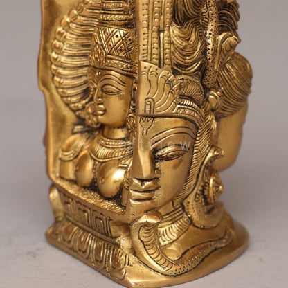 Brass Shiva and Parvati 3 Faces Behind Parvati Head