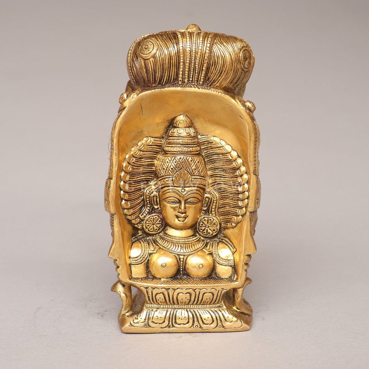 Brass Shiva and Parvati 3 Faces Behind Parvati Head