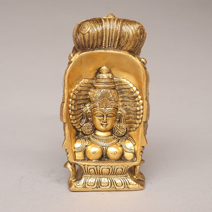 Brass Shiva and Parvati 3 Faces Behind Parvati Head