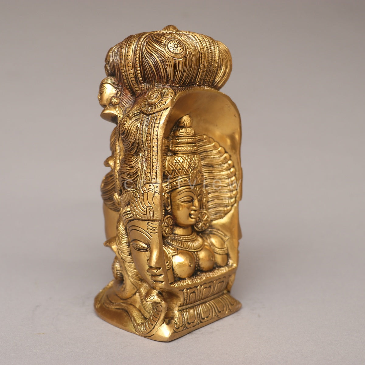 Brass Shiva and Parvati 3 Faces Behind Parvati Head
