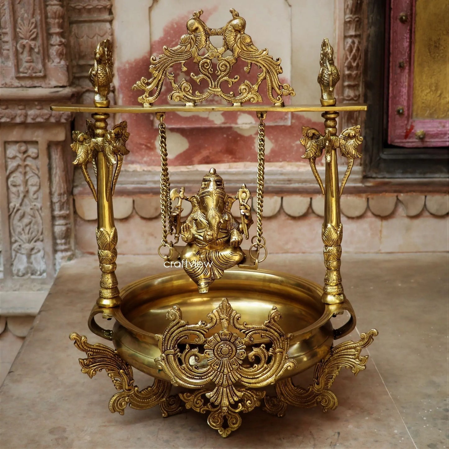 Brass Urli Decor with Ganesh jhula craftsview