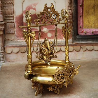 Brass Urli Decor with Ganesh jhula craftsview