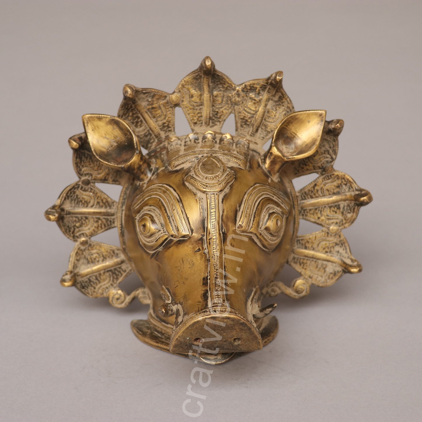 Brass Varaha Mask for Timeless Wall Decoration