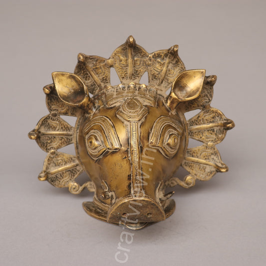 Brass Varaha Mask for Timeless Wall Decoration