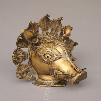 Brass Varaha Mask for Timeless Wall Decoration