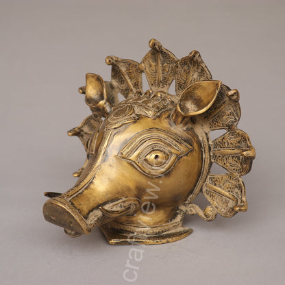 Brass Varaha Mask for Timeless Wall Decoration