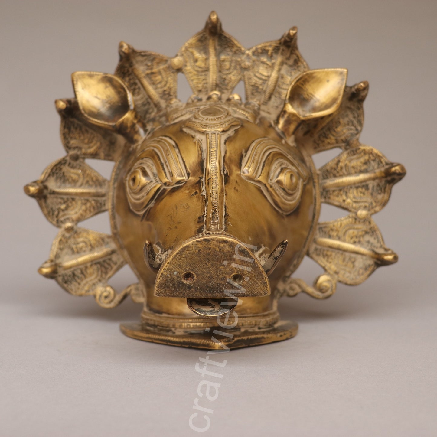 Brass Varaha Mask for Timeless Wall Decoration