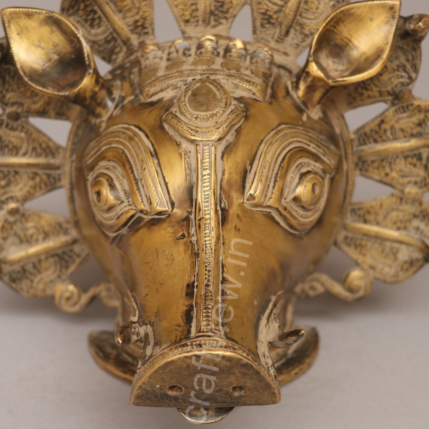 Brass Varaha Mask for Timeless Wall Decoration