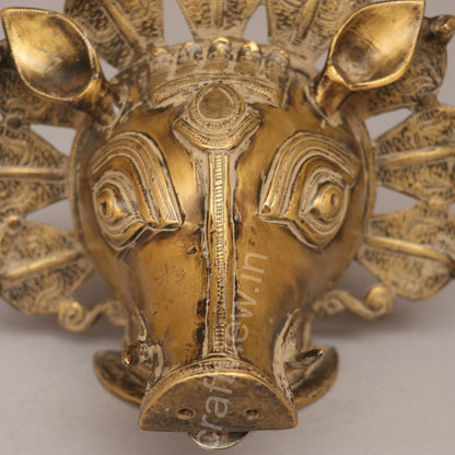 Brass Varaha Mask for Timeless Wall Decoration