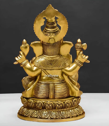 Brass Lord Ganesha Sculpture 15" Craftsview