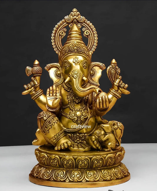 Brass Lord Ganesha Sculpture 15" Craftsview