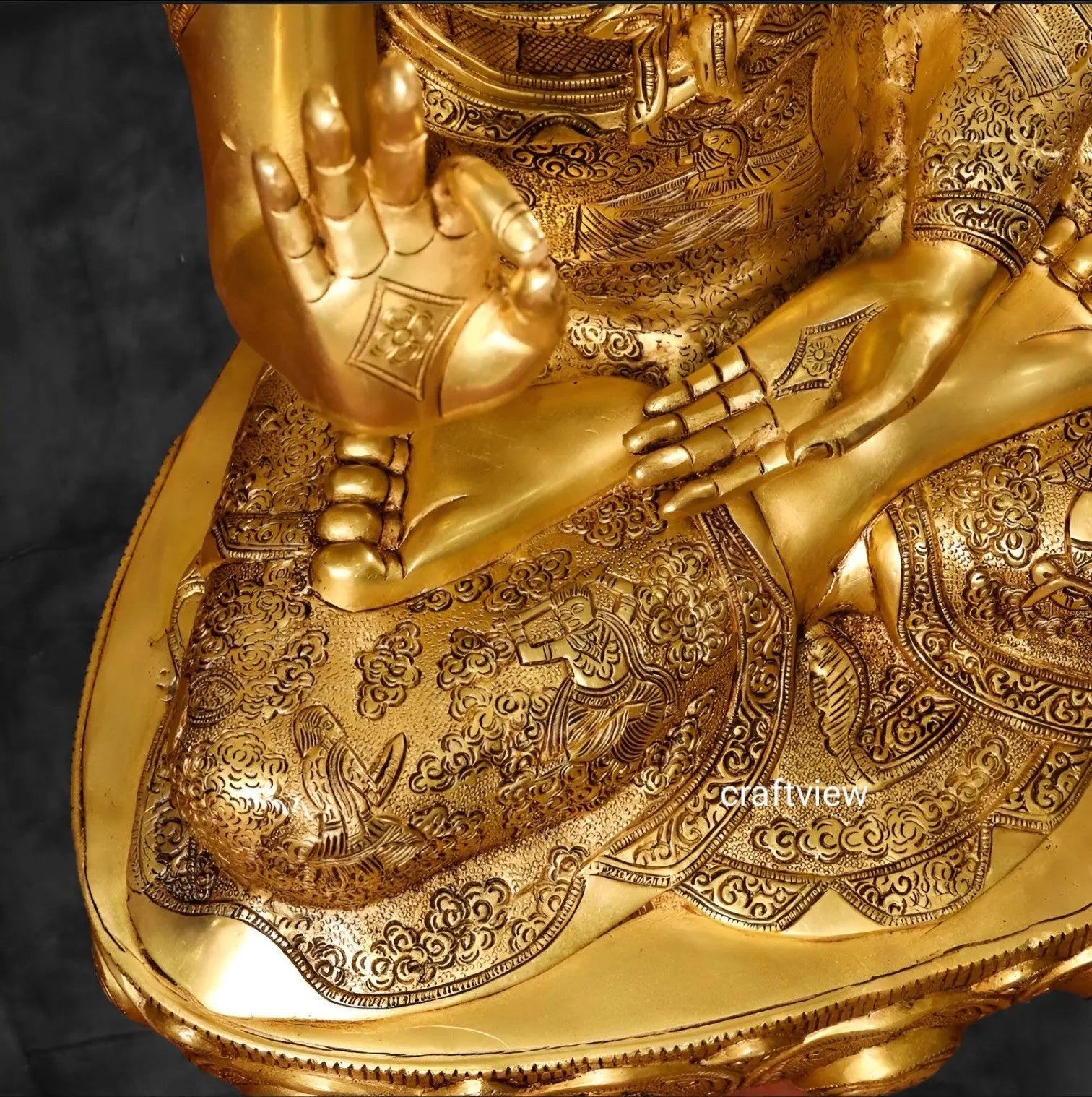 42" Brass Buddha With Bodhi Tree Background Craftsview