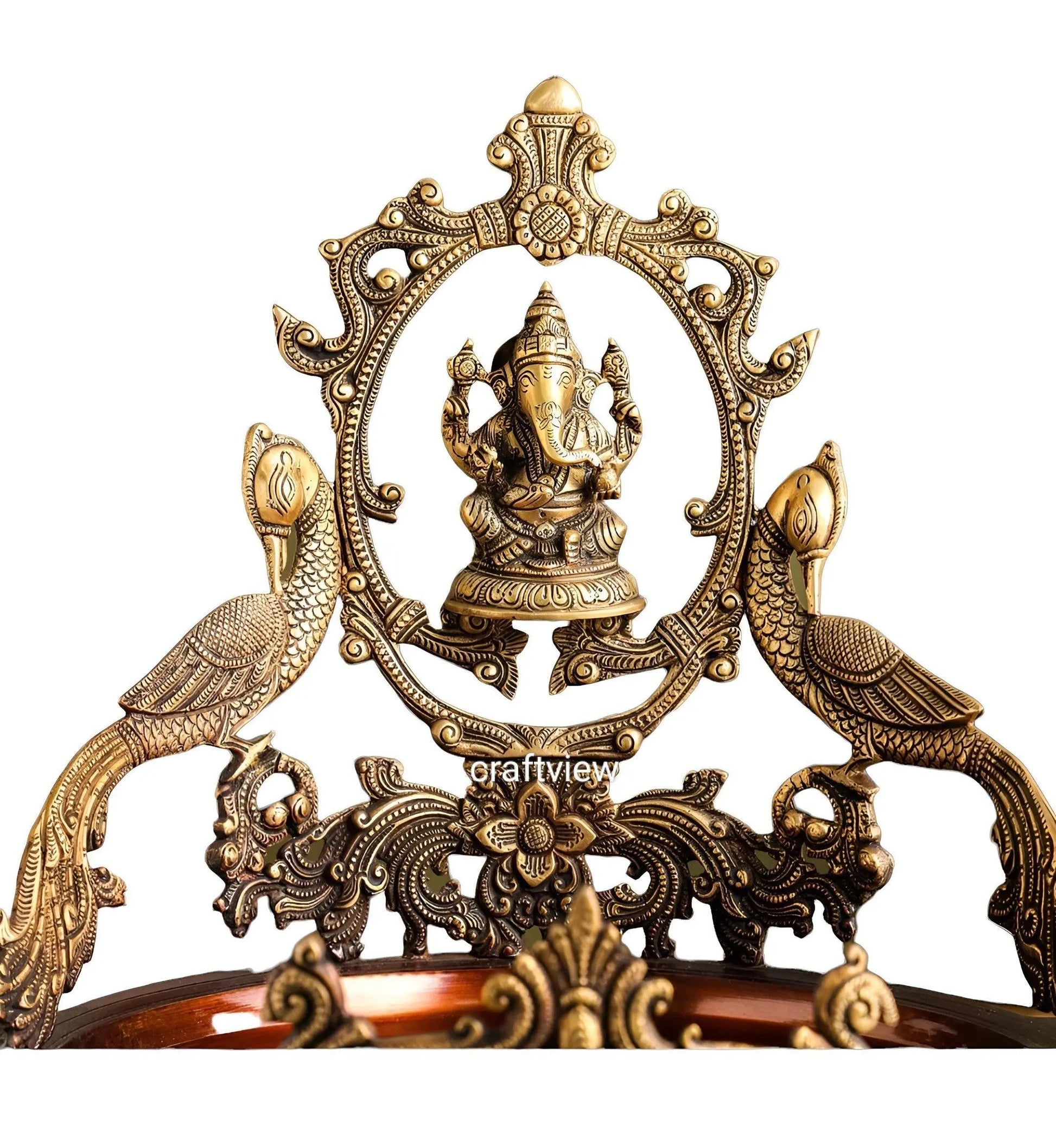 19" Brass Decoration Urli With Ganesh Craftsview