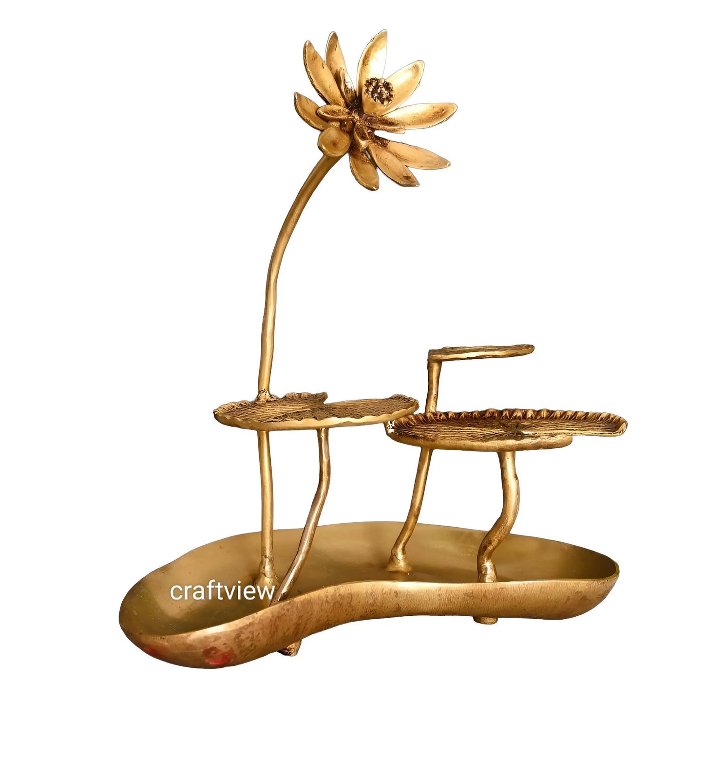 Brass Decoration Tray Lotus Leaves Figurine craftsview