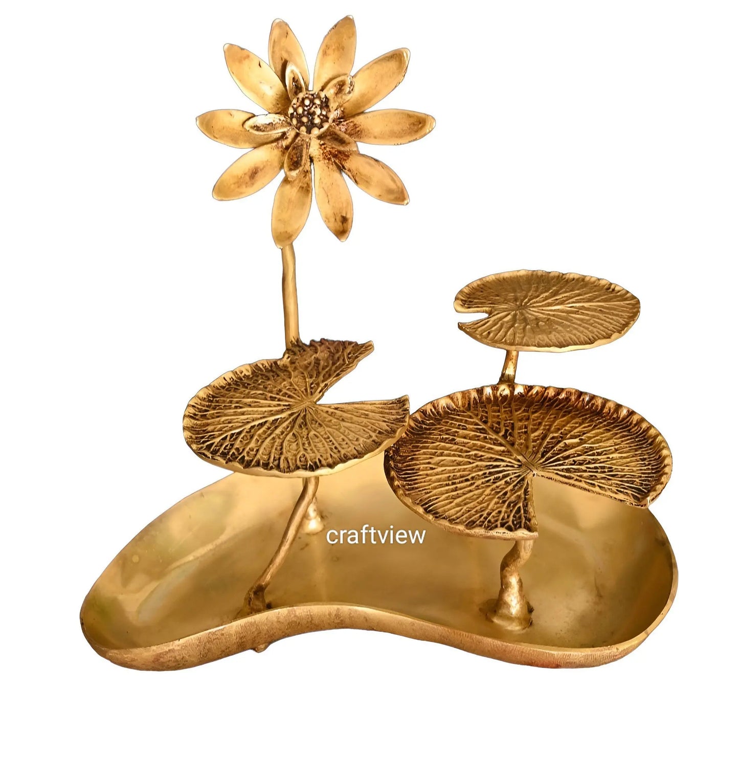 Brass Decoration Tray Lotus Leaves Figurine craftsview