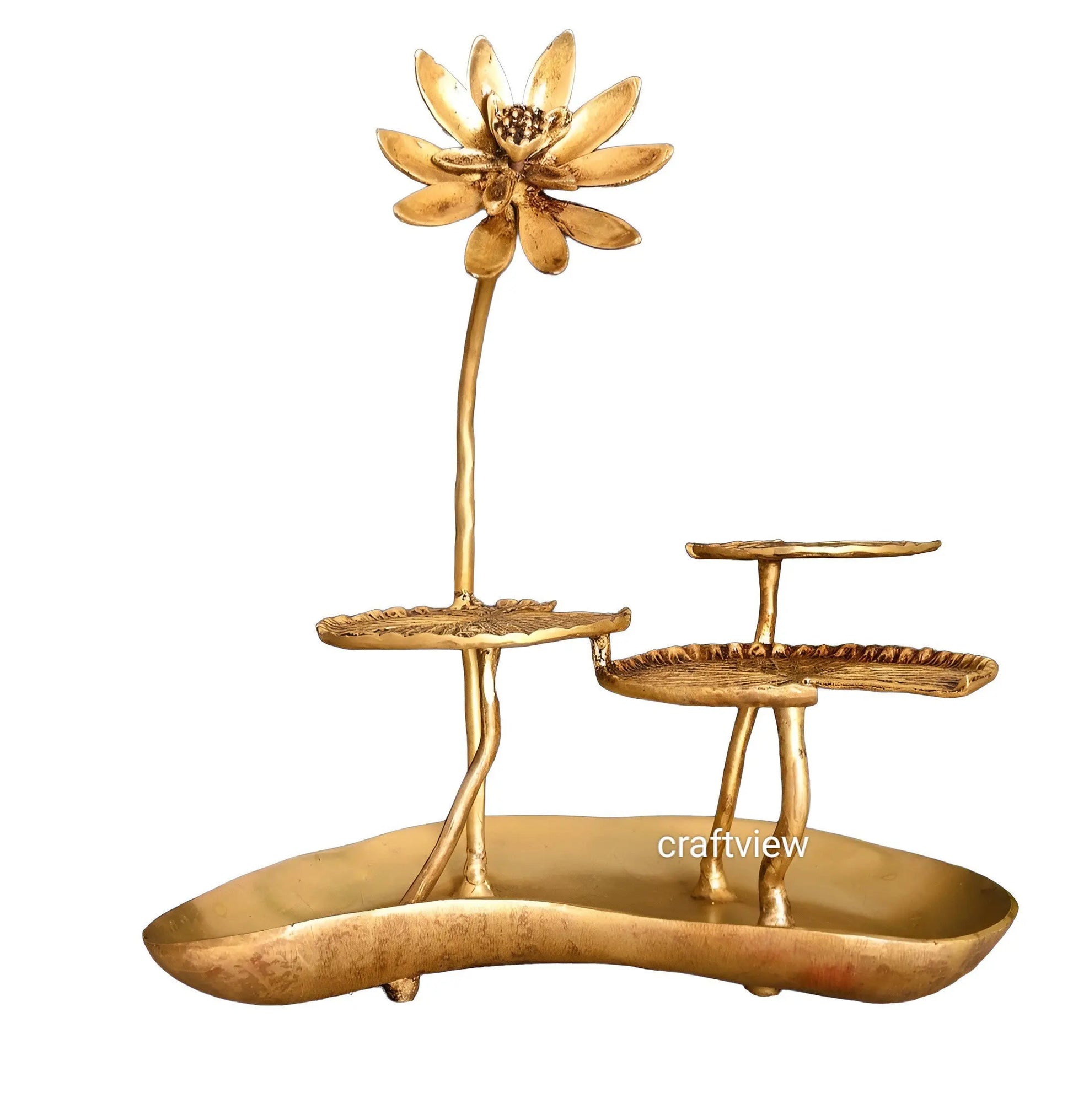 Brass Decoration Tray Lotus Leaves Figurine craftsview