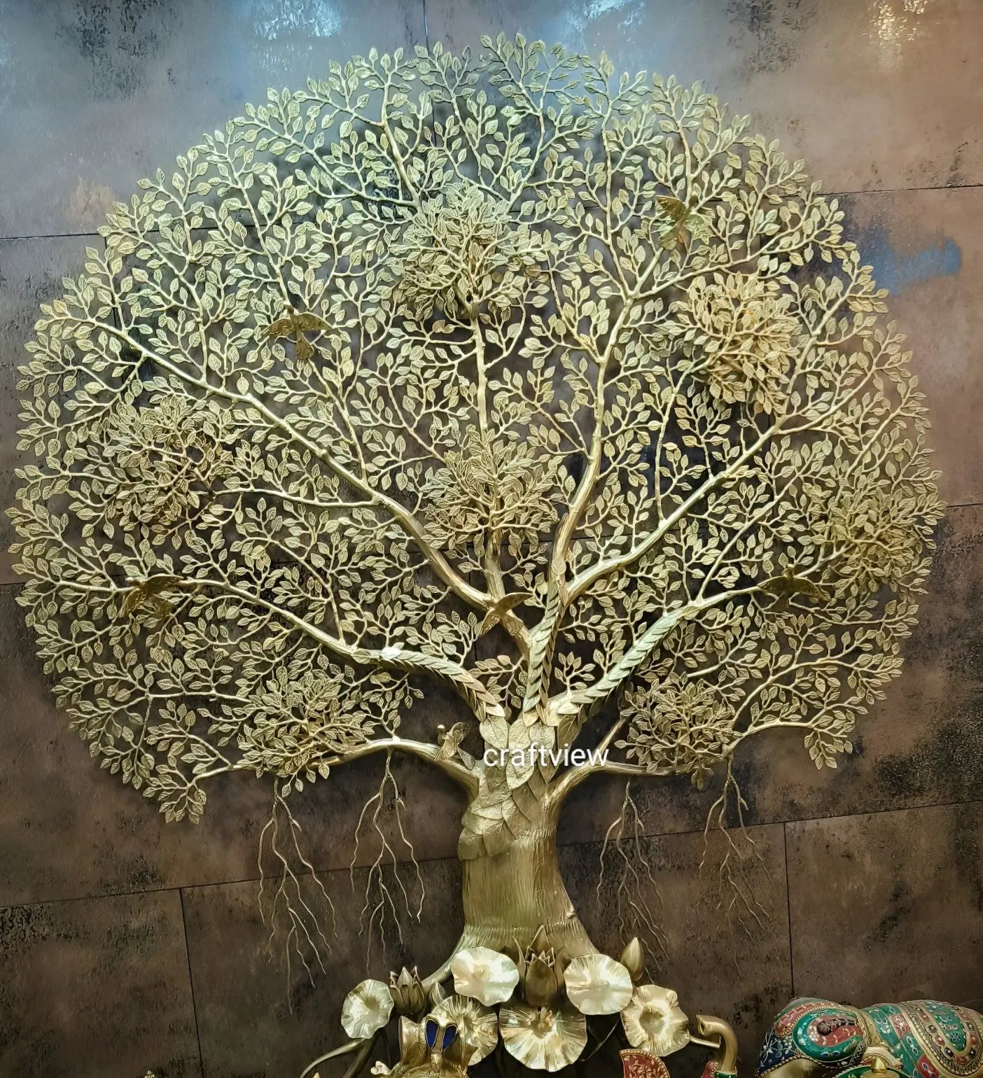 75" Superlarge Beautiful Brass Tree of Life  Wall Mounted Handmade Craftsview